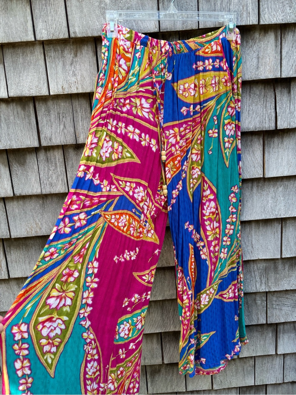 Haute Hippie Wide Leg Pants in Magenta, Teal, Royal Blue & Green Floral Print